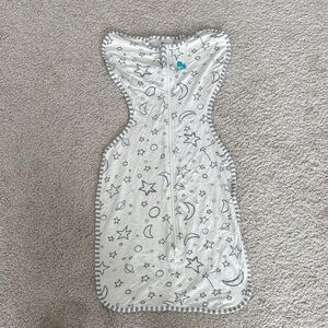 White Baby Swaddle with Gray Star & Moon Print